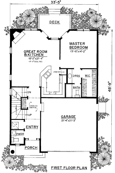 Bungalow, Country, Southwest House Plan 86067 with 3 Beds, 3 Baths, 2 Car Garage First Level Plan