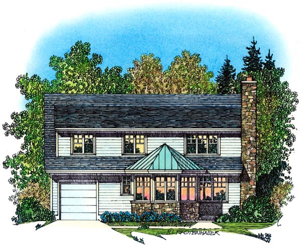 Cape Cod, Colonial, Country, Farmhouse House Plan 86071 with 3 Beds, 3 Baths, 3 Car Garage Rear Elevation