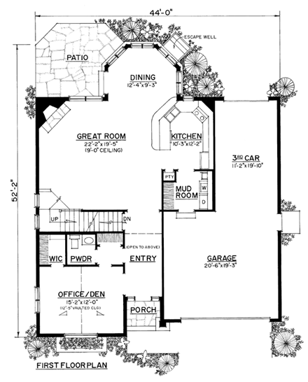 Bungalow, Craftsman House Plan 86073 with 3 Beds, 3 Baths, 3 Car Garage First Level Plan