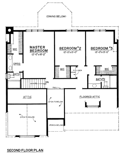 Bungalow, Craftsman House Plan 86073 with 3 Beds, 3 Baths, 3 Car Garage Second Level Plan