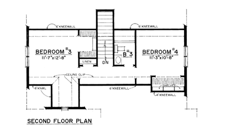 Country, European, Narrow Lot, Tudor House Plan 86074 with 4 Beds, 3 Baths, 2 Car Garage Second Level Plan