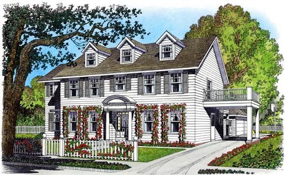 Colonial House Plan 86075 with 4 Beds, 3 Baths, 3 Car Garage Elevation