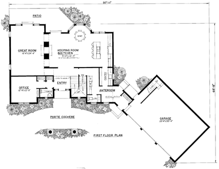 Bungalow, Craftsman House Plan 86076 with 4 Beds, 5 Baths, 3 Car Garage First Level Plan