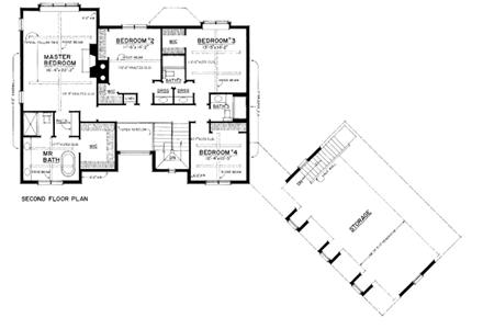Bungalow, Craftsman House Plan 86076 with 4 Beds, 5 Baths, 3 Car Garage Second Level Plan