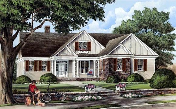 Cottage, Country, Craftsman, Traditional House Plan 86103 with 3 Beds, 3 Baths, 2 Car Garage Elevation