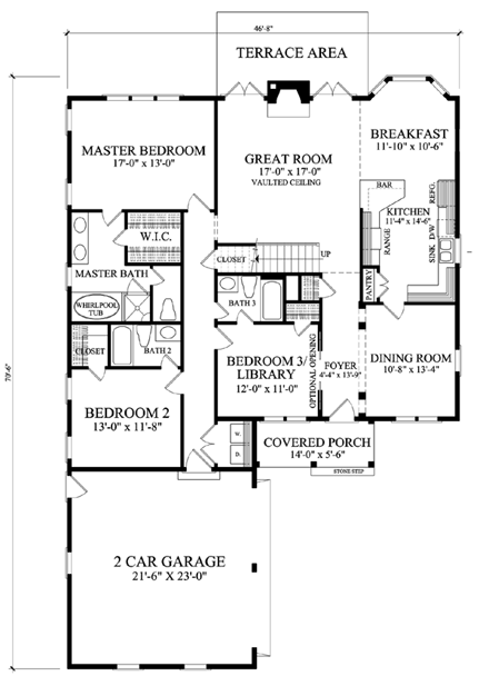 Cottage, Country, Craftsman, European House Plan 86108 with 3 Beds, 3 Baths, 2 Car Garage First Level Plan