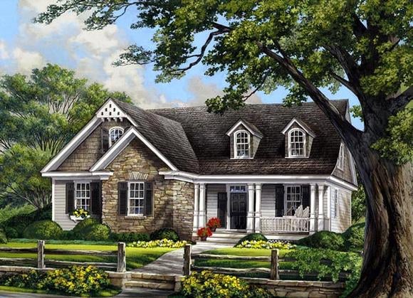 Bungalow, Cape Cod, Cottage, Country, Craftsman House Plan 86109 with 3 Beds, 3 Baths, 2 Car Garage Elevation