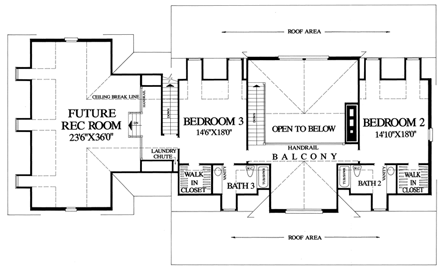 Colonial, Country, Southern, Traditional House Plan 86112 with 3 Beds, 4 Baths, 3 Car Garage Second Level Plan