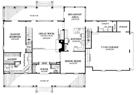 Colonial, Country, Farmhouse, Southern House Plan 86114 with 3 Beds, 4 Baths, 2 Car Garage First Level Plan
