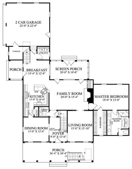 Colonial, Southern House Plan 86117 with 4 Beds, 5 Baths, 2 Car Garage First Level Plan
