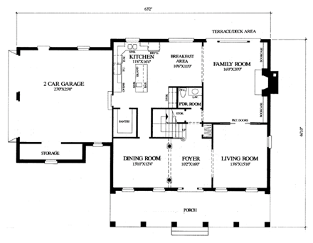 Colonial, Plantation, Southern House Plan 86120 with 3 Beds, 3 Baths, 2 Car Garage First Level Plan
