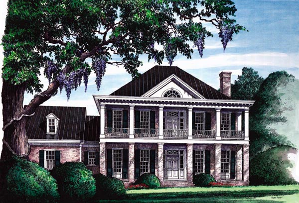 Colonial, Plantation, Southern House Plan 86120 with 3 Beds, 3 Baths, 2 Car Garage Elevation