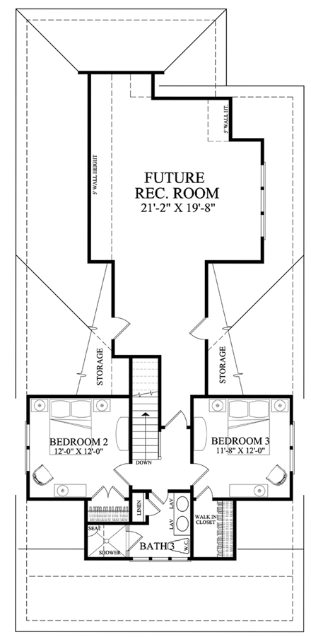 Bungalow, Cottage, Craftsman, Farmhouse House Plan 86121 with 4 Beds, 3 Baths, 2 Car Garage Second Level Plan