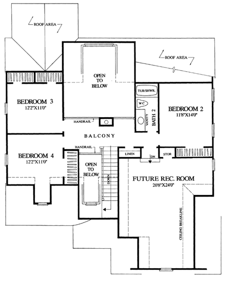Cottage, Country, Craftsman, European House Plan 86123 with 4 Beds, 3 Baths, 2 Car Garage Second Level Plan