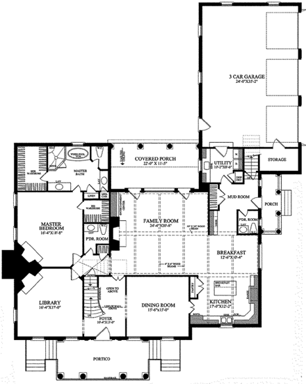 Colonial, Plantation, Southern House Plan 86125 with 5 Beds, 6 Baths, 3 Car Garage First Level Plan