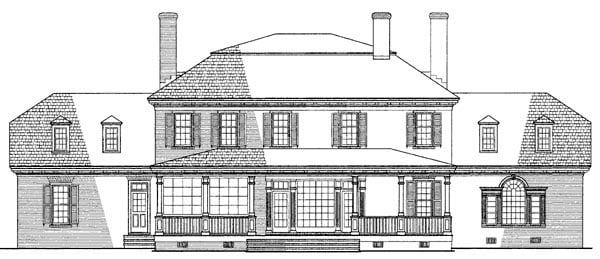 Colonial, Plantation, Southern House Plan 86126 with 4 Beds, 4 Baths, 2 Car Garage Rear Elevation