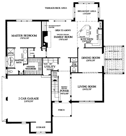 European, Tudor House Plan 86132 with 4 Beds, 4 Baths, 2 Car Garage First Level Plan