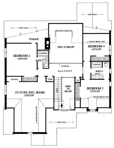 European, Tudor House Plan 86132 with 4 Beds, 4 Baths, 2 Car Garage Second Level Plan