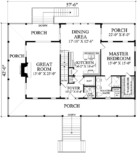 Country, Farmhouse, Southern, Traditional House Plan 86134 with 3 Beds, 3 Baths, 2 Car Garage First Level Plan