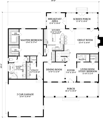 Cape Cod, Colonial, Traditional House Plan 86138 with 5 Beds, 5 Baths, 2 Car Garage First Level Plan