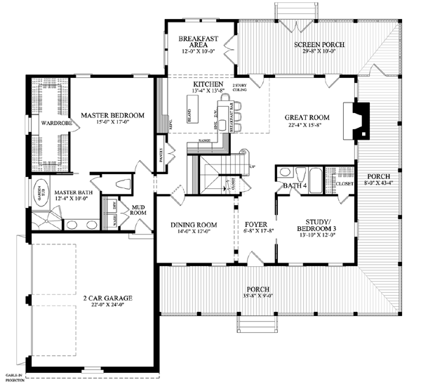 Country, Farmhouse, Southern House Plan 86144 with 5 Beds, 4 Baths, 2 Car Garage Level One