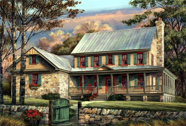 Country, Farmhouse, Southern House Plan 86144 with 5 Beds, 4 Baths, 2 Car Garage Elevation
