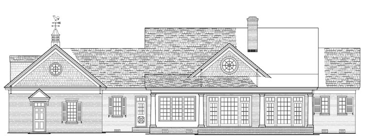 Colonial, Country, Plantation, Southern House Plan 86148 with 4 Beds, 3 Baths, 2 Car Garage Rear Elevation