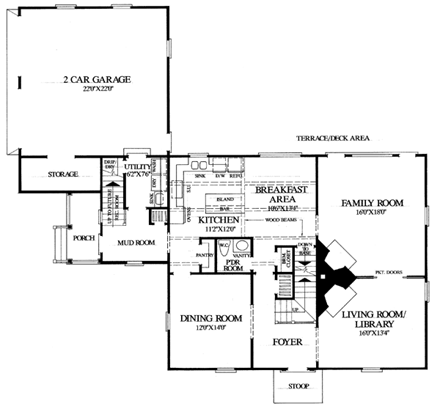 Colonial, Southern House Plan 86155 with 3 Beds, 3 Baths, 2 Car Garage First Level Plan