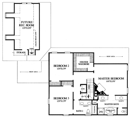 Colonial, Southern House Plan 86155 with 3 Beds, 3 Baths, 2 Car Garage Second Level Plan