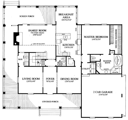 Country, Farmhouse, Southern House Plan 86162 with 4 Beds, 4 Baths, 2 Car Garage First Level Plan