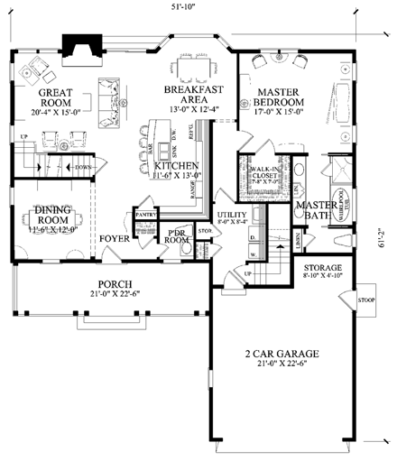 Country, Farmhouse, Traditional House Plan 86167 with 4 Beds, 4 Baths, 2 Car Garage First Level Plan