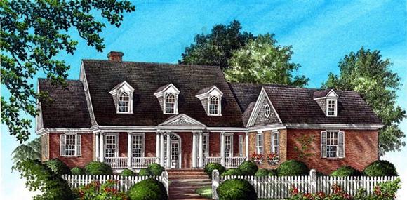 Plantation, Ranch, Traditional House Plan 86171 with 5 Beds, 5 Baths, 2 Car Garage Elevation