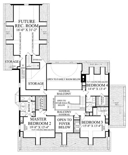 Colonial, Plantation, Southern House Plan 86174 with 4 Beds, 5 Baths, 2 Car Garage Second Level Plan
