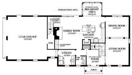 Colonial, Southern, Traditional House Plan 86179 with 3 Beds, 3 Baths, 2 Car Garage First Level Plan