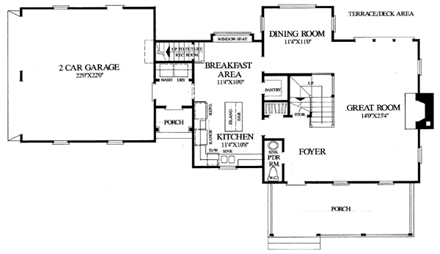 Traditional House Plan 86181 with 3 Beds, 3 Baths, 2 Car Garage First Level Plan