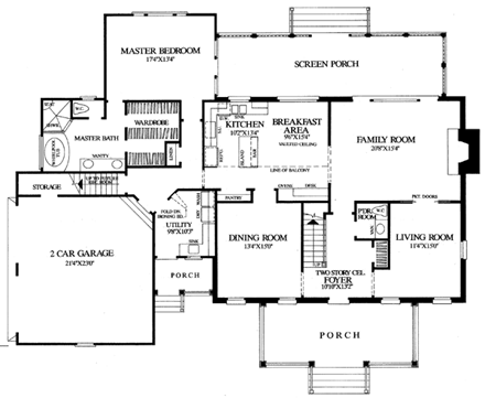 Traditional House Plan 86206 with 4 Beds, 4 Baths, 2 Car Garage First Level Plan