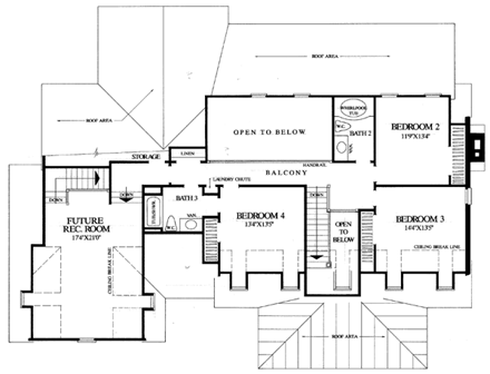 Traditional House Plan 86206 with 4 Beds, 4 Baths, 2 Car Garage Second Level Plan