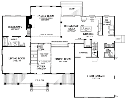 Traditional House Plan 86210 with 4 Beds, 4 Baths, 2 Car Garage First Level Plan