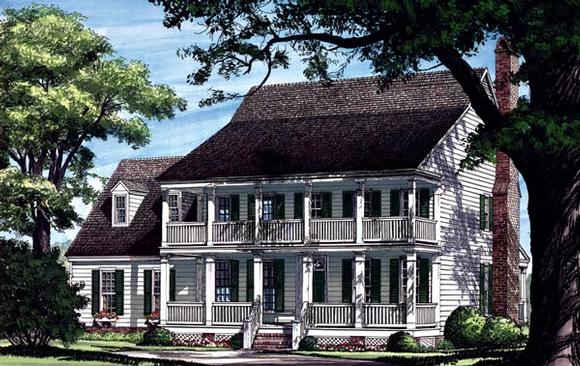 Colonial, Farmhouse, Southern House Plan 86217 with 4 Beds, 4 Baths, 2 Car Garage Elevation