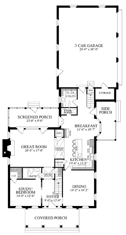 Colonial, Plantation, Southern House Plan 86225 with 4 Beds, 5 Baths, 2 Car Garage First Level Plan