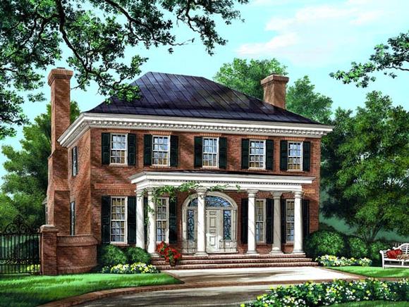 Colonial, Plantation, Southern House Plan 86225 with 4 Beds, 5 Baths, 2 Car Garage Elevation