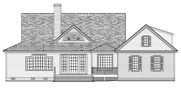 Cottage, Country, Farmhouse, Traditional House Plan 86226 with 4 Beds, 3 Baths, 2 Car Garage Rear Elevation