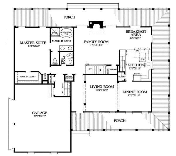 Colonial, Country, Farmhouse, Southern House Plan 86230 with 3 Beds, 3 Baths, 2 Car Garage Level One