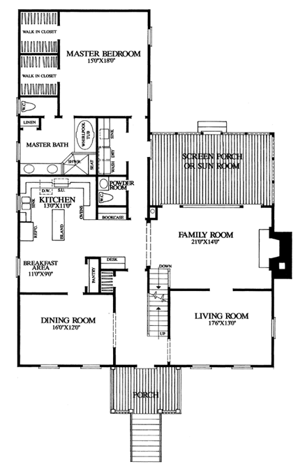 Colonial, Traditional House Plan 86233 with 4 Beds, 6 Baths, 2 Car Garage First Level Plan