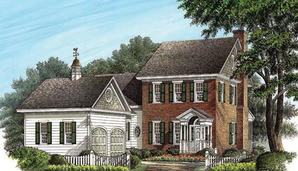 Colonial, Traditional House Plan 86238 with 4 Beds, 4 Baths, 2 Car Garage Elevation