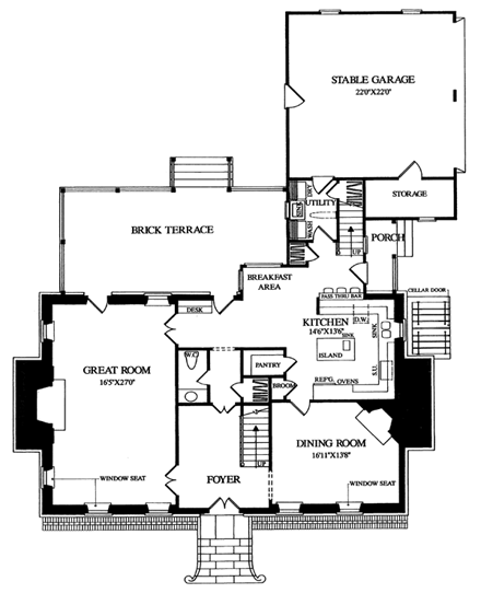 Colonial, Traditional House Plan 86240 with 3 Beds, 3 Baths, 2 Car Garage First Level Plan
