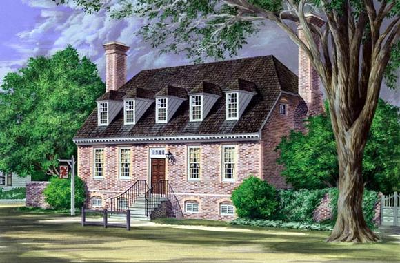 Colonial, Traditional House Plan 86240 with 3 Beds, 3 Baths, 2 Car Garage Elevation