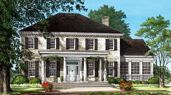 Colonial, Plantation, Southern House Plan 86242 with 4 Beds, 4 Baths, 2 Car Garage Elevation