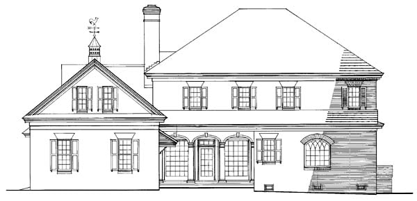 Colonial, Plantation, Southern House Plan 86242 with 4 Beds, 4 Baths, 2 Car Garage Rear Elevation
