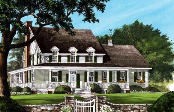 Country, Farmhouse, Southern House Plan 86245 with 4 Beds, 4 Baths, 2 Car Garage Elevation